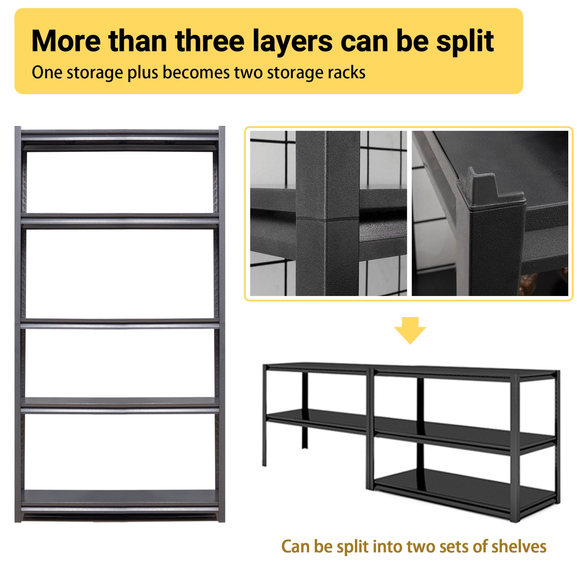 More than three layers can be split  
One storage plus becomes two storage racks  

Can be split into two sets of shelves