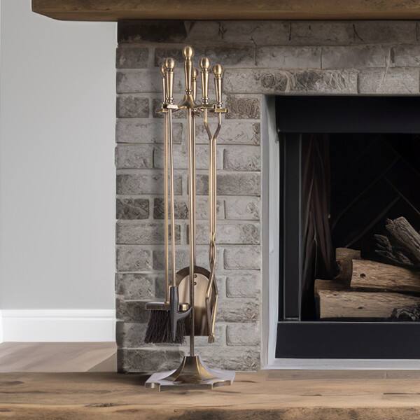 Angle. Lavish Home - 5PC Indoor/Outdoor Fireplace Tool Set with Stand.