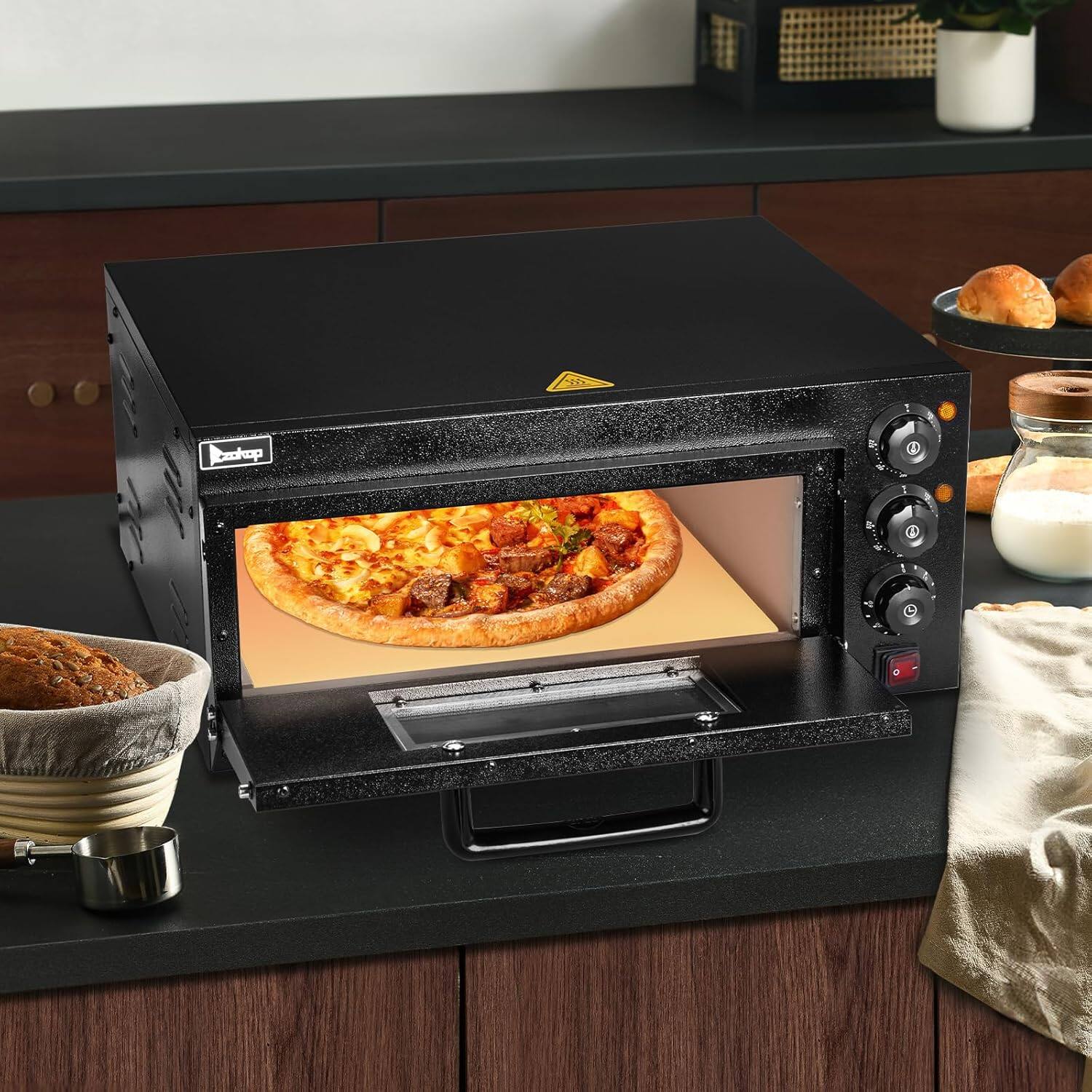 Alt View 7. Winado - Commercial Indoor 14-inch Pizza Oven Countertop, Electric Pizza Oven Pizza Maker - Black.