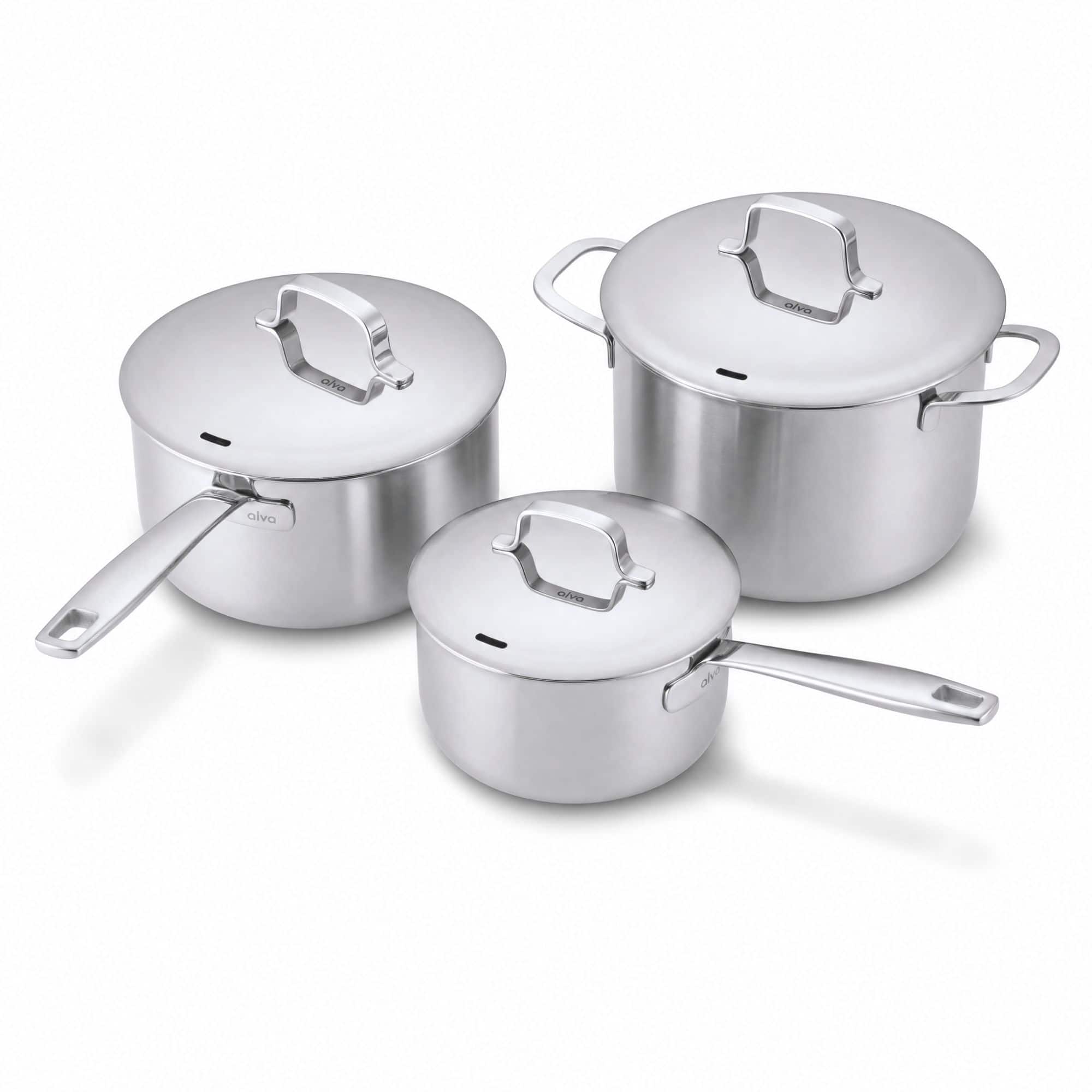 Alva - Maestro 5-Ply Stainless Steel 6-Piece Pot Set with Lids - Silver