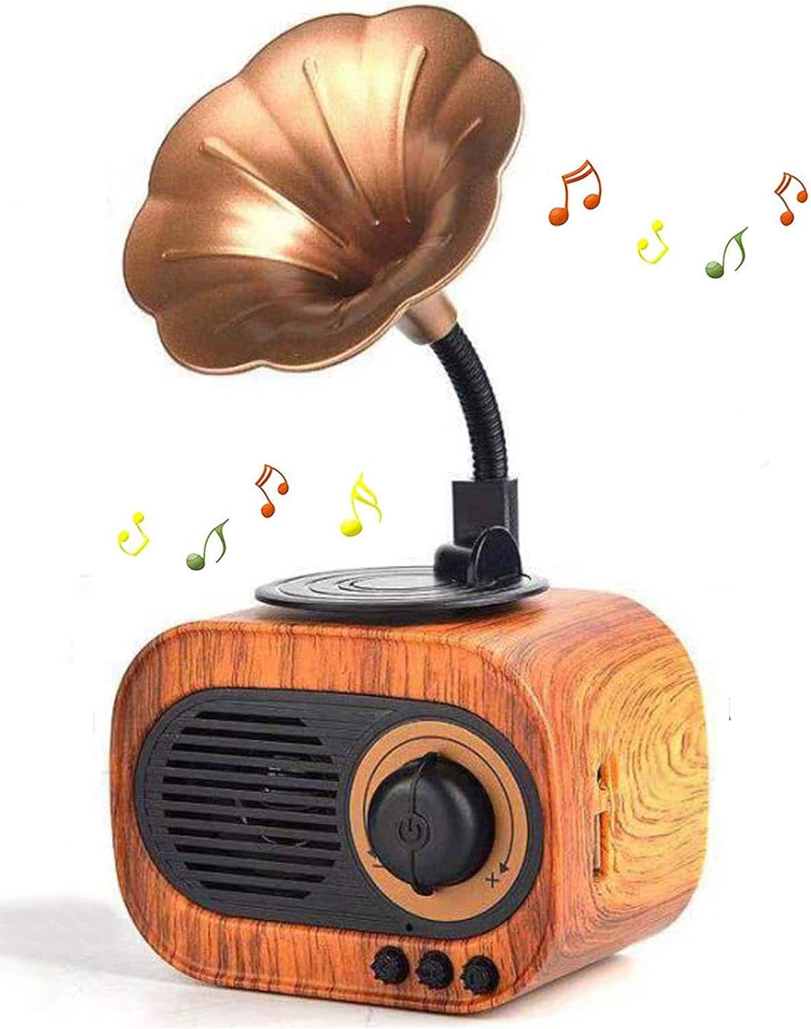 Stamp n Camp - Retro Music Speaker Vintage Wireless Portable Outdoor Speakers Loud Stereo Sound Rechargeable Speaker Built in Mic - wood