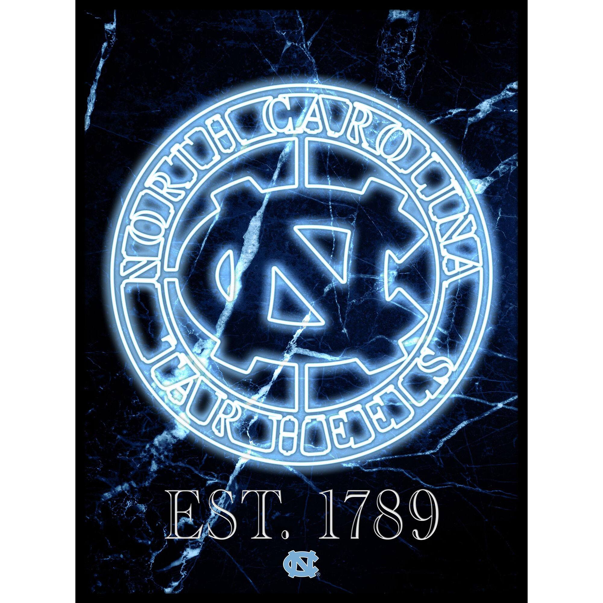 Black North Carolina Tar Heels 12'' x 16'' Framed Circle Logo Print