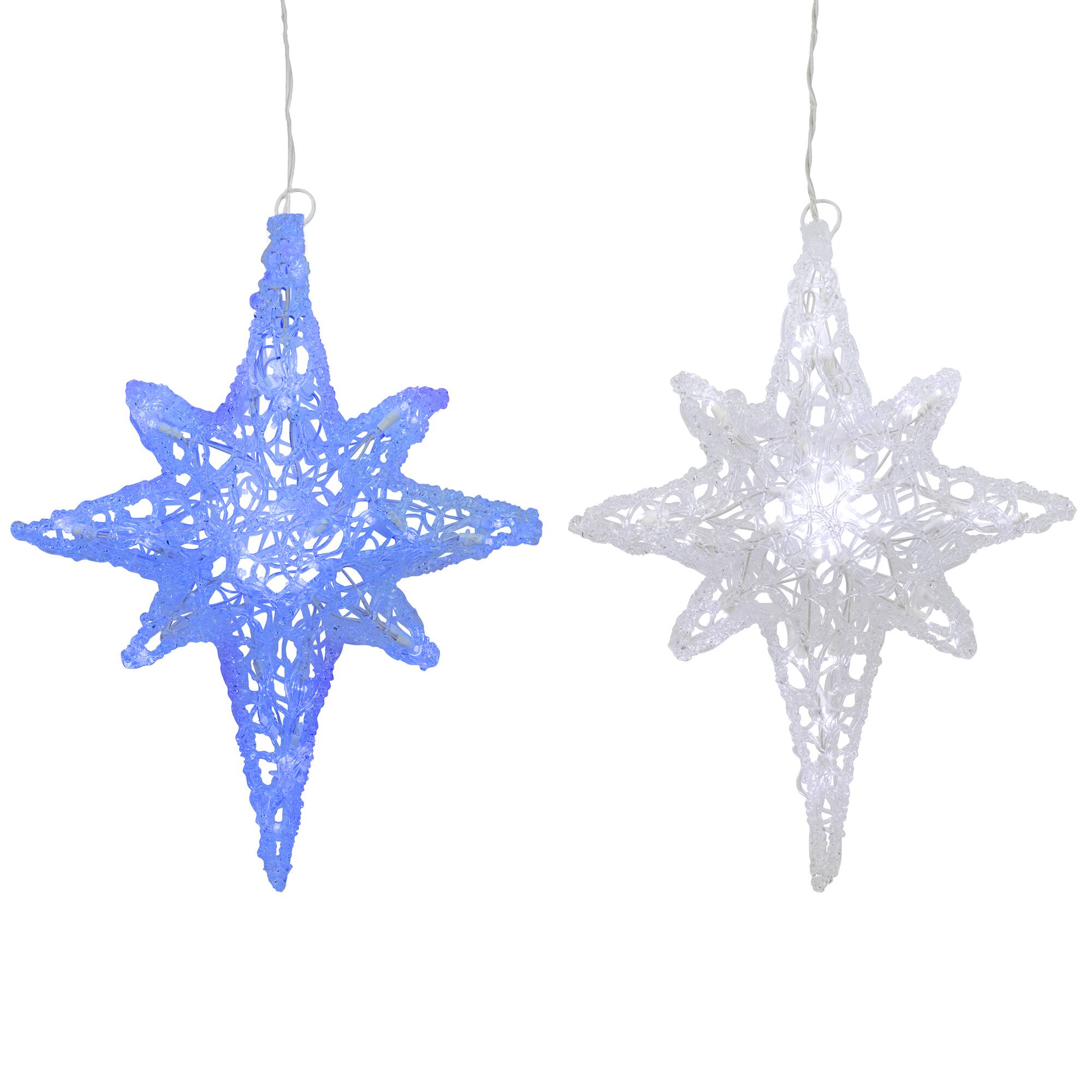 Front. Northlight - LED Lighted Color Changing Star of Bethlehem Christmas Decoration - 22" - Blue and White - Clear.
