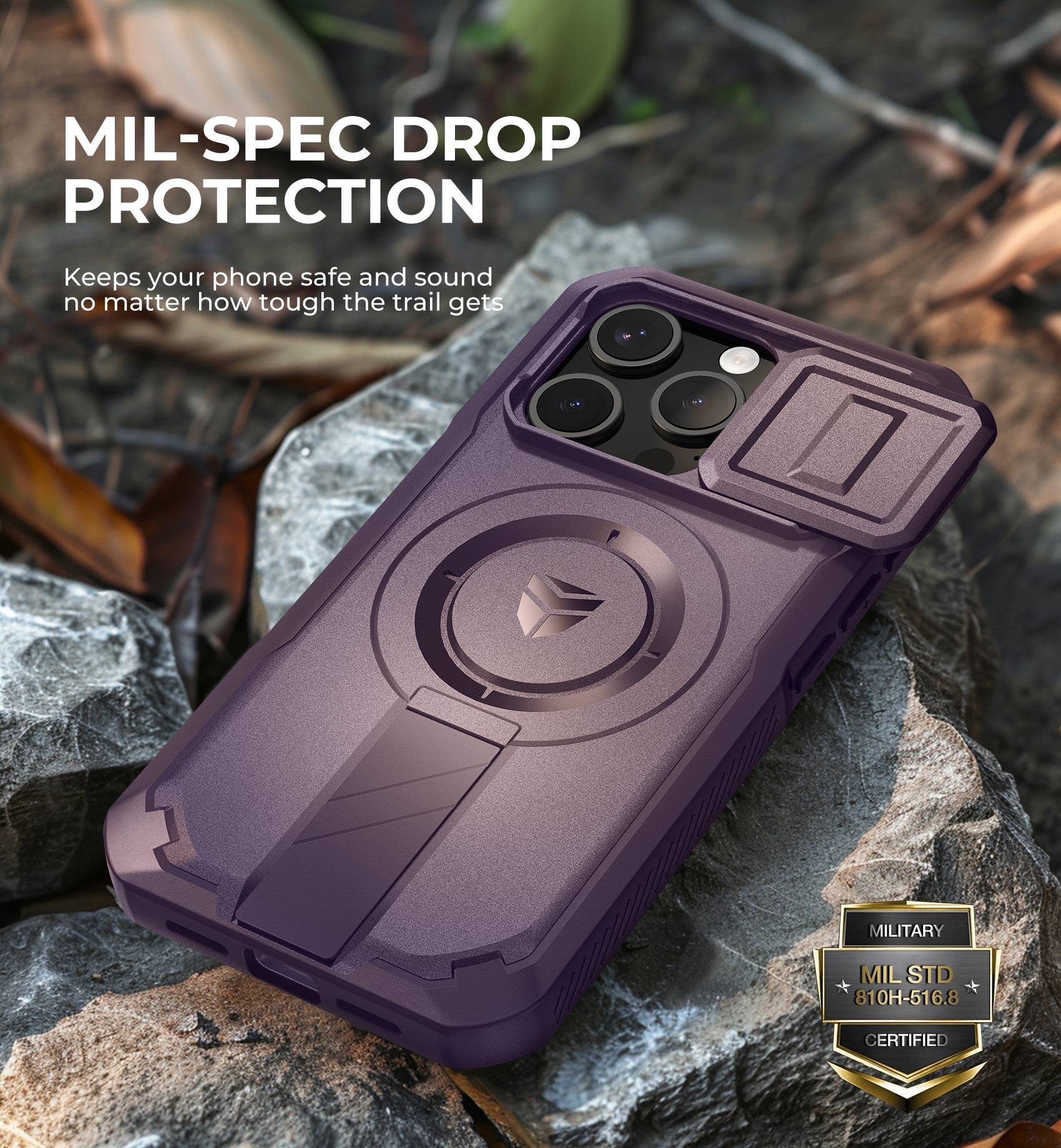 MIL-SPEC DROP PROTECTION
Keeps your phone safe and sound no matter how tough the trail gets
MILITARY MIL STD 810H-516.8 CERTIFIED