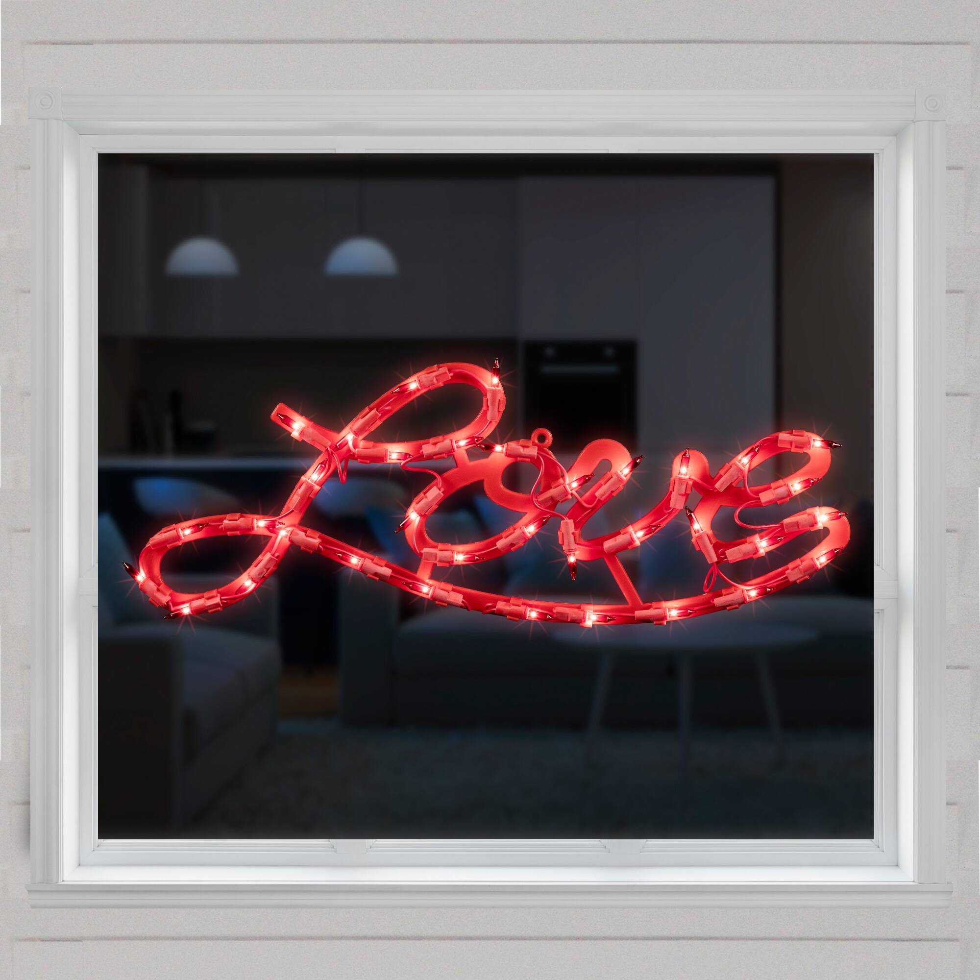 Alt View 2. Northlight - 17" Red Lighted Love Valentine's Day Window Silhouette - Red.