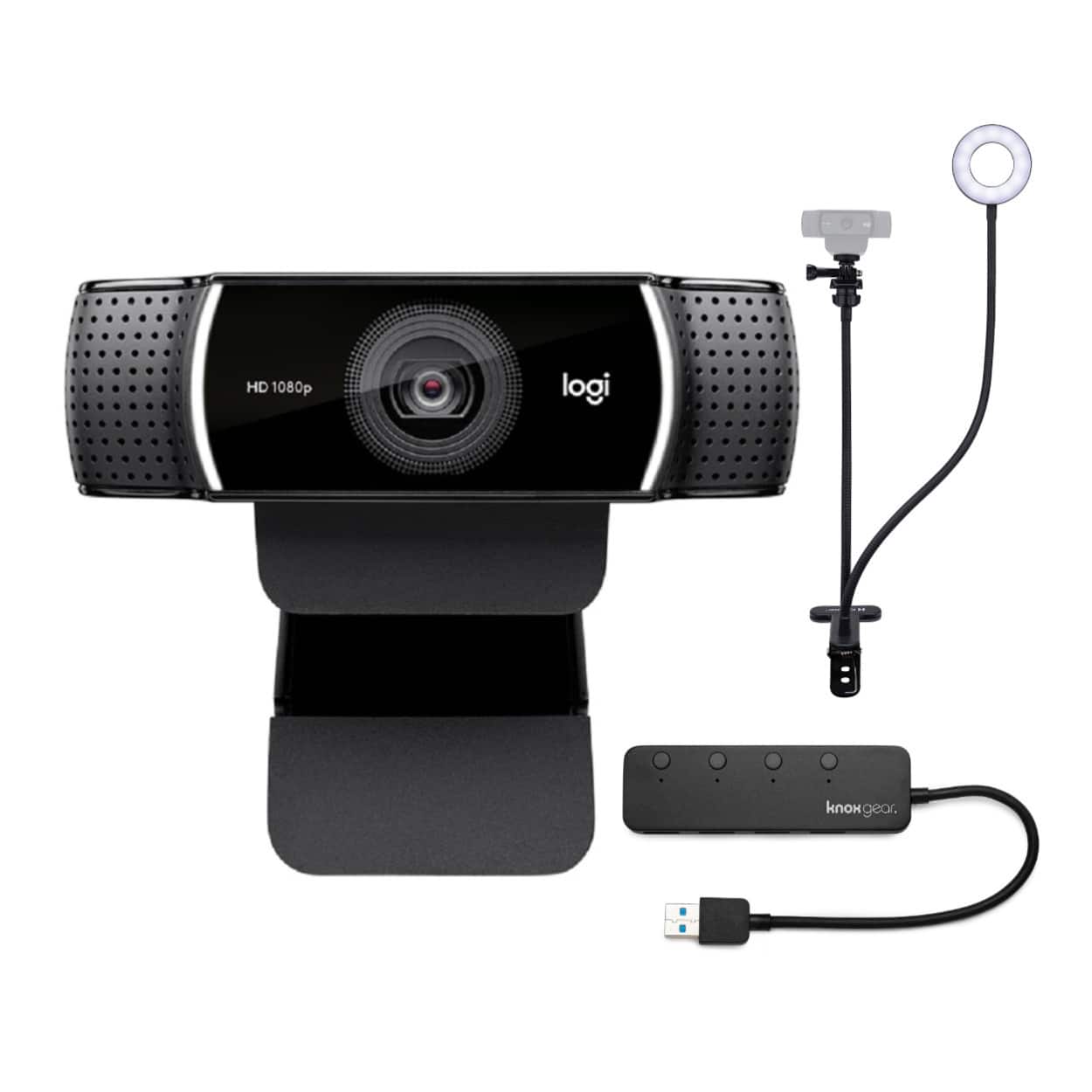 Logitech - C922 Pro Stream 1080p Webcam with Stand and 4-Port USB Hub