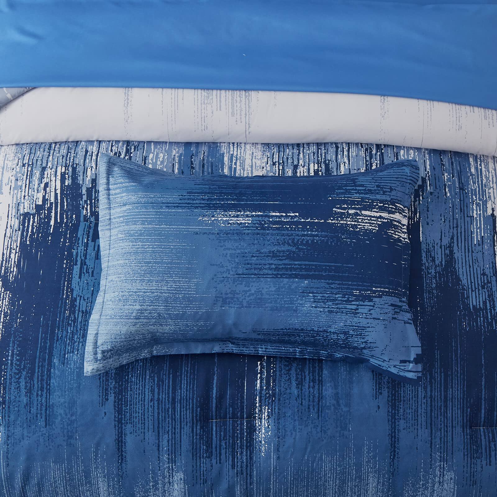 Alt View 3. PO3TICJUNKI3 - Ombre Comforter Set Reversible Gradient Boho Bedding For Men Women 8 Pieces Bed In A Bag Bohemian With Sheets - Black White-King.