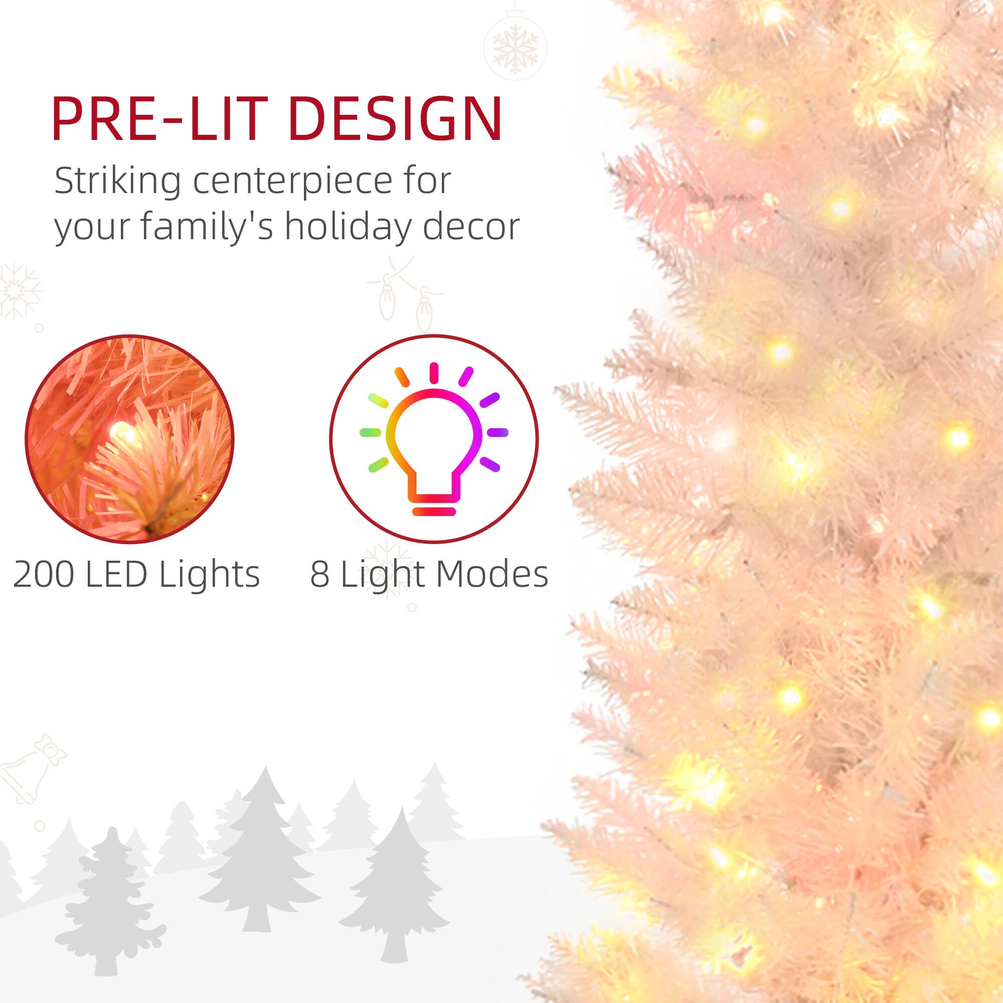 PRE-LIT DESIGN  
Striking centerpiece for your family's holiday decor  

200 LED Lights  
8 Light Modes