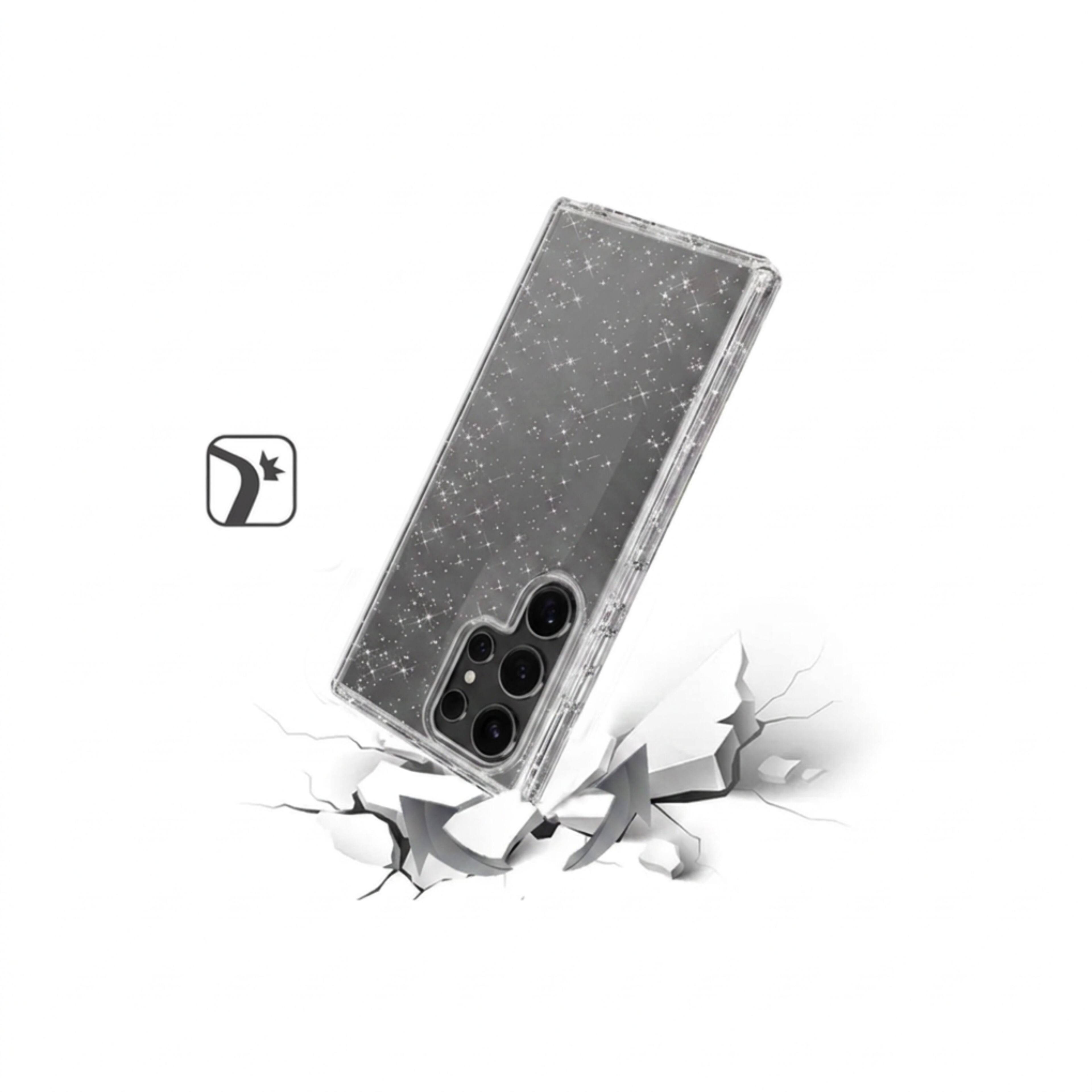 Angle. Kitcheniva - Glitter Thick 3mm Translucent Cover Plus Tempered Glass For Samsung S25 Ultra Smoke - Gray.