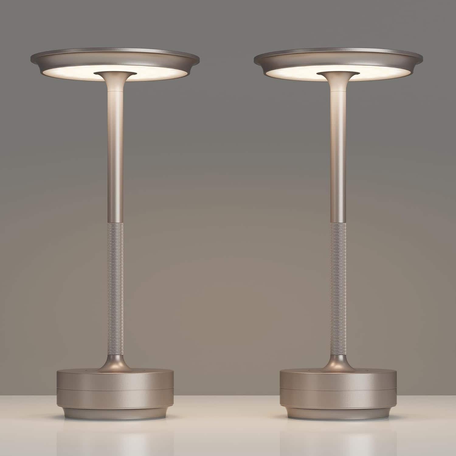Stamp n Camp - Cordless Table Lamps Rechargeable Portable 5000mAh Battery Operated Lamp 3 Color Stepless Dimming LED Table Light - Champagne Gold-2