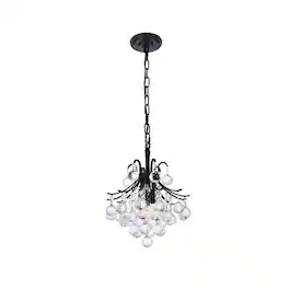 Elegant Lighting - Toureg 12 inch black pendant - Black And Clear