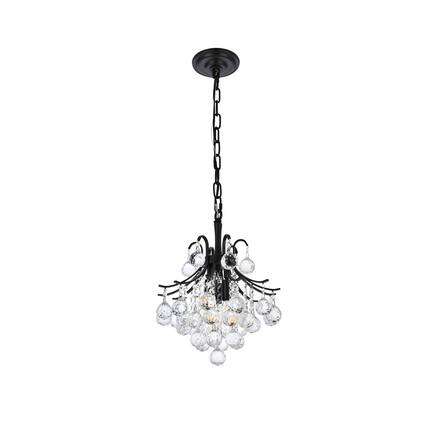 Front. Elegant Lighting - Toureg 12 inch black pendant - Black And Clear.