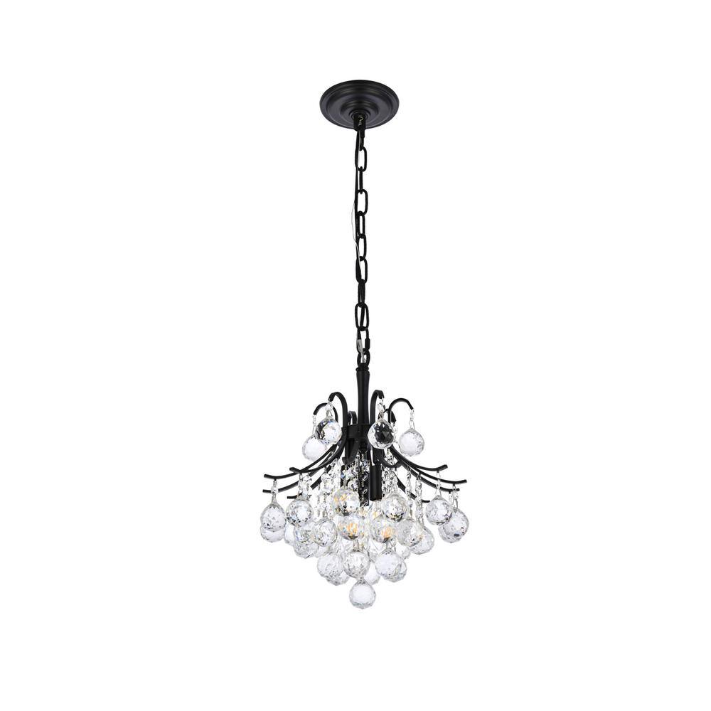 Front. Elegant Lighting - Toureg 12 inch black pendant - Black And Clear.