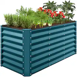 Best Choice Products - 4x2x2ft Outdoor Metal Raised Garden Bed for Vegetables Flowers Herbs - Peacock Blue