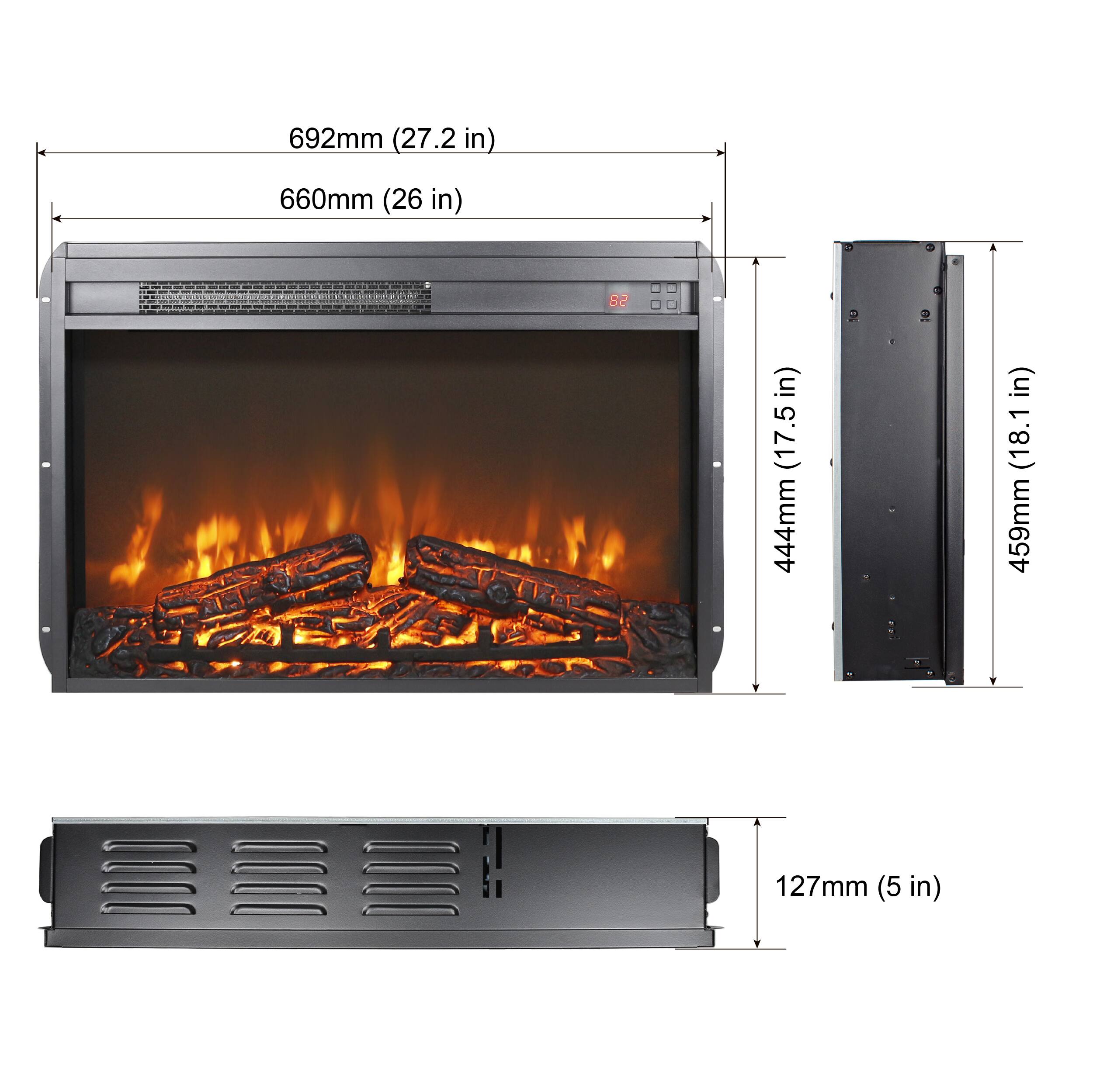 Alt View 5. Mondawe - 26" Ultra-Thin Electric Fireplace Insert with Log Set and Remote control - Black.