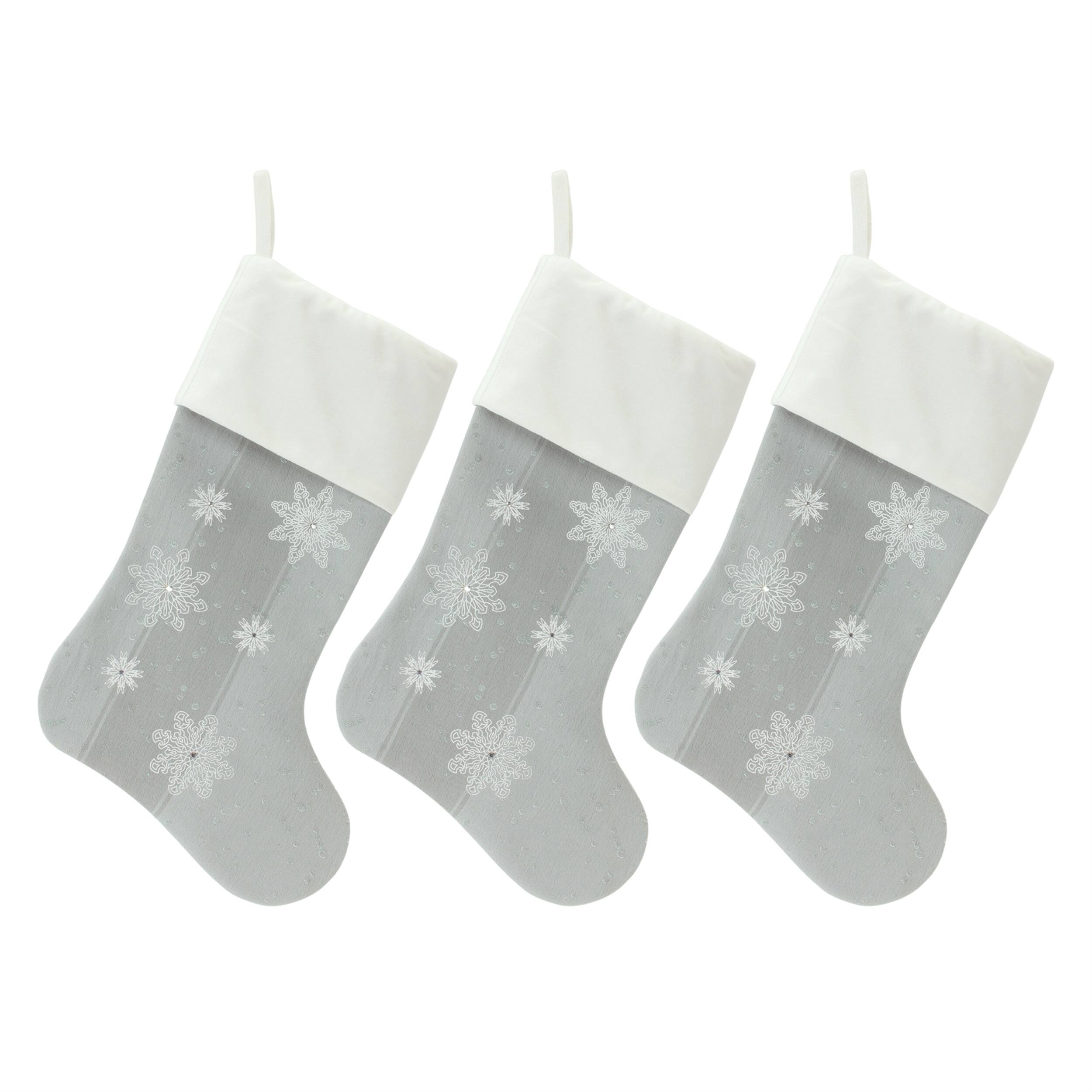 Back. BreeBe - Snowflake Stocking (Set of 3) - Blue, White.
