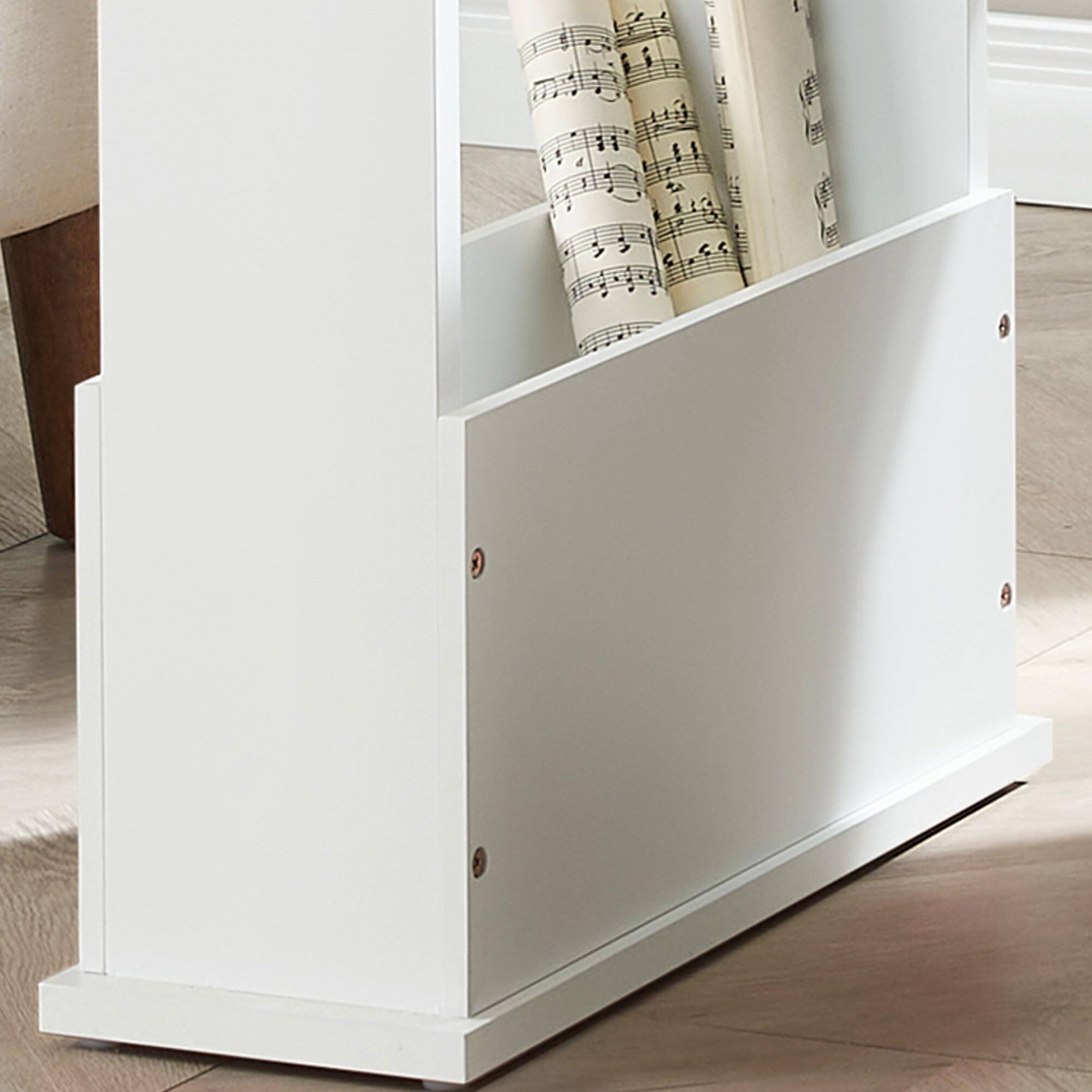 Alt View 1. Kings Brand Furniture - Kings Brand Furniture Zeke Narrow Side Table with Storage Shelf - White.