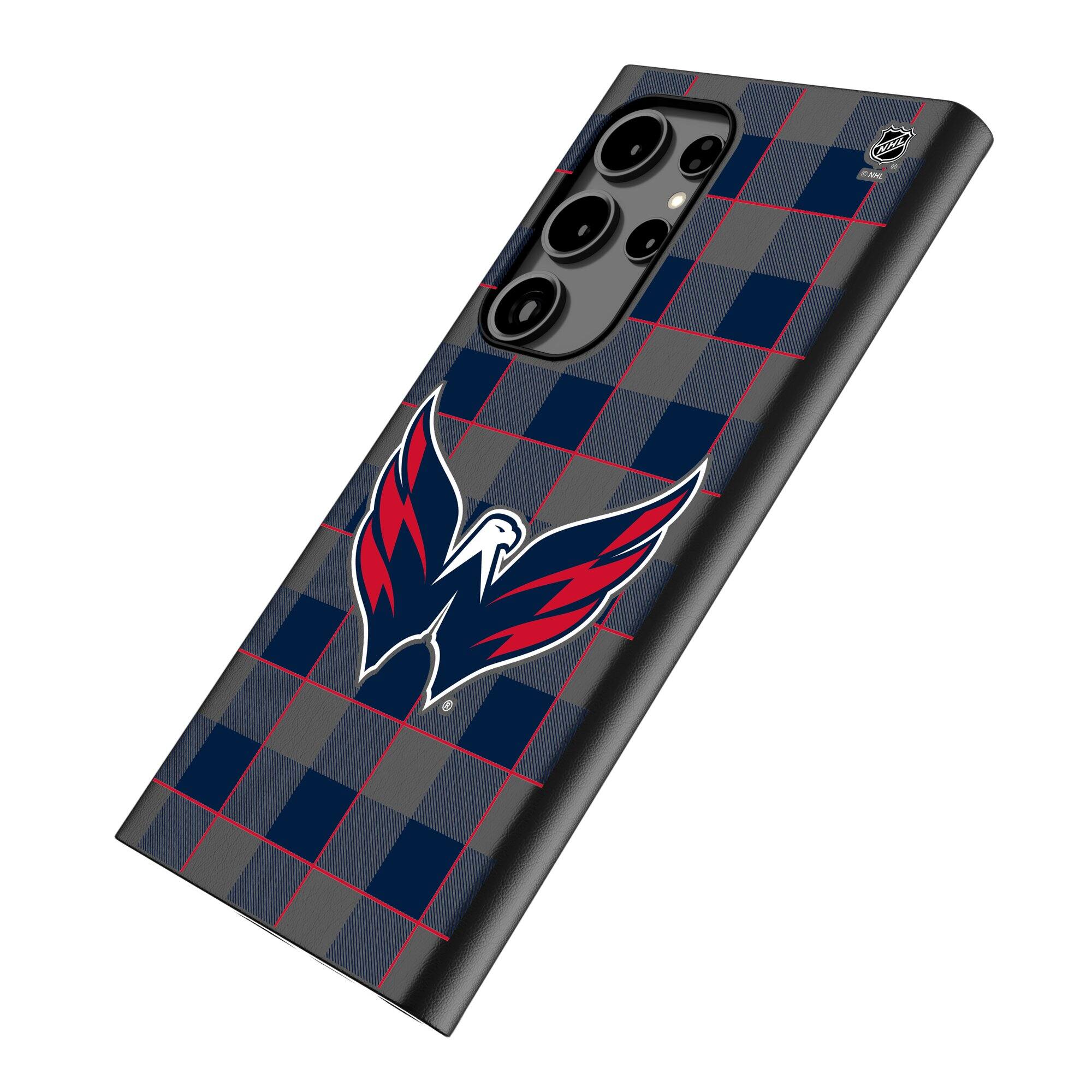 Alt View 1. Keyscaper - Washington Capitals Plaid Galaxy Magnetic Bump Case - S24 Ultra - Black.