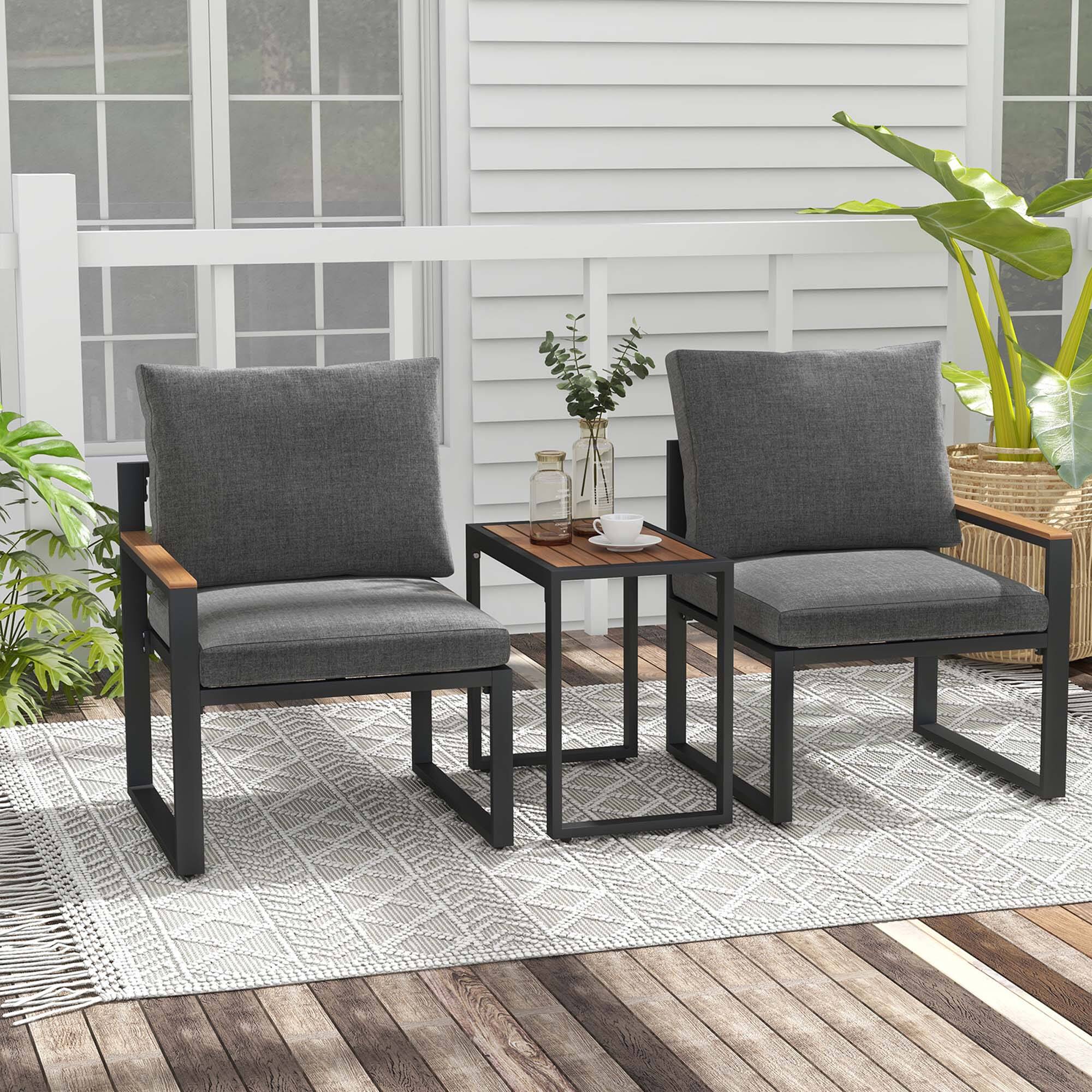 Angle. Costway - 5 PCS Patio Furniture Set with Soft Cushions Space Saving Design Aluminum Frame - Gray.