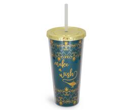 Disney - Aladdin "Make A Wish" Reusable Carnival Cup with Lid and Straw | Holds 16 Ounces - Blue