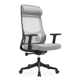 LeisureMod - Dale Ergonomic Office Chair with Mesh Back, Lumbar Support, Swivel, Adjustable Height, Wheels, and Armrests - Light Gray