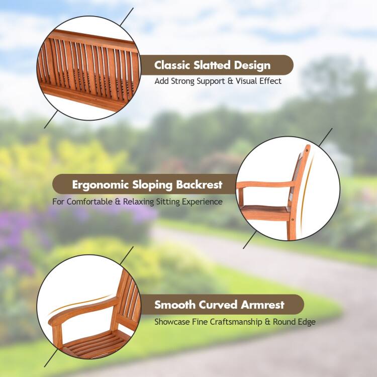 Classic Slatted Design: Add Strong Support & Visual Effect  
Ergonomic Sloping Backrest: For Comfortable & Relaxing Sitting Experience  
Smooth Curved Armrest: Showcase Fine Craftsmanship & Round Edge