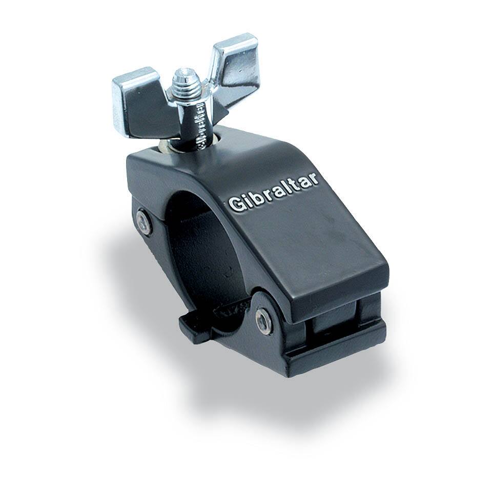 Front. Gibraltar Hardware - Road Series1.5" Black Hinged Wing Tension Drum Rack Memory Lock, Easy-Access Road Series Clamp.