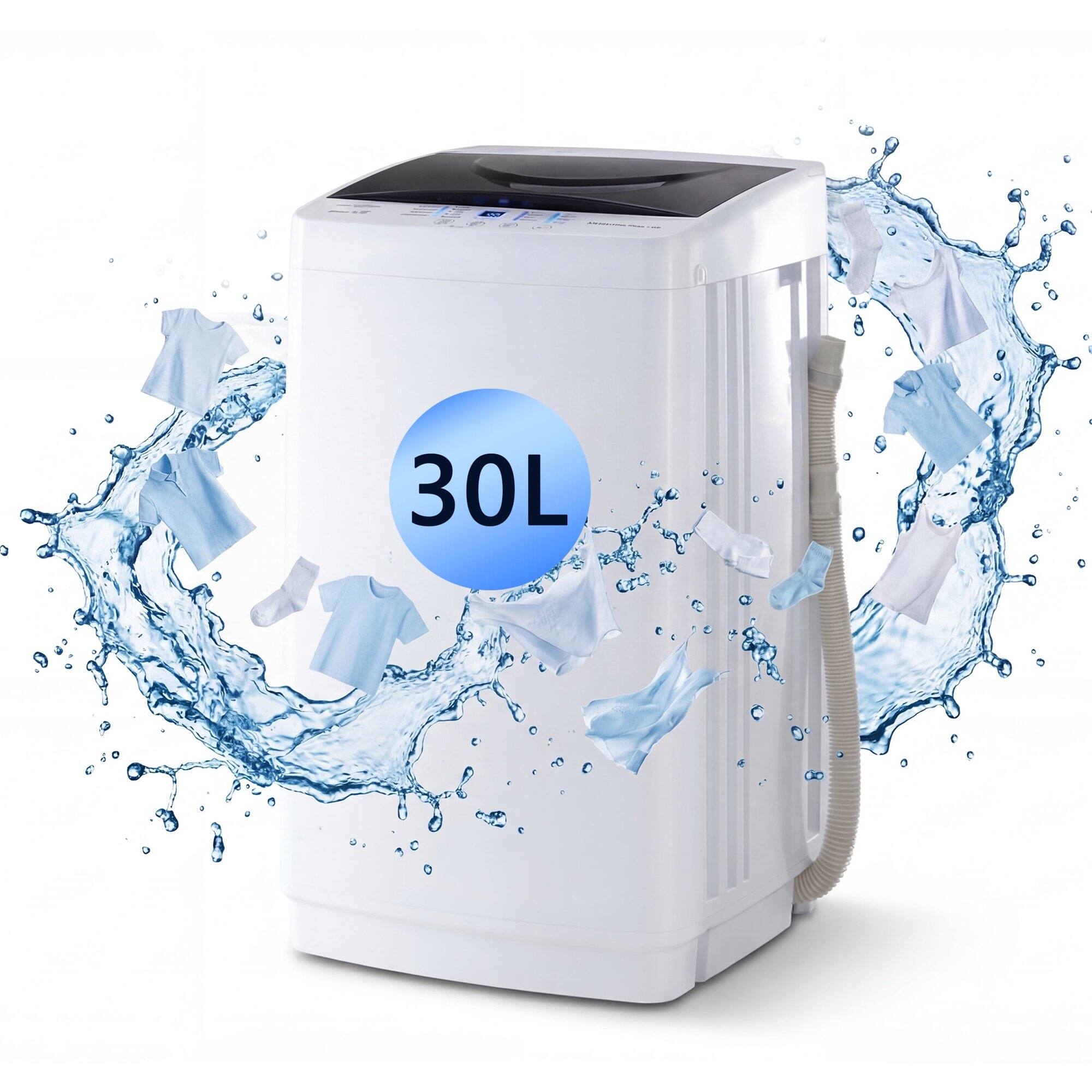 Alt View 6. Sweet - Automatic Washing Machine Portable Compact Laundry with 10 Wash Cycles for Homes 7.7 lbs, White - White.