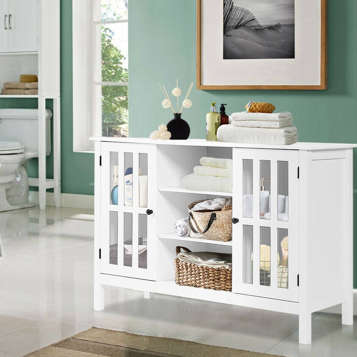 Alt View 15. Costway - Wood TV Stand Entertainment Media Center Console for TV up to 50'' - White.