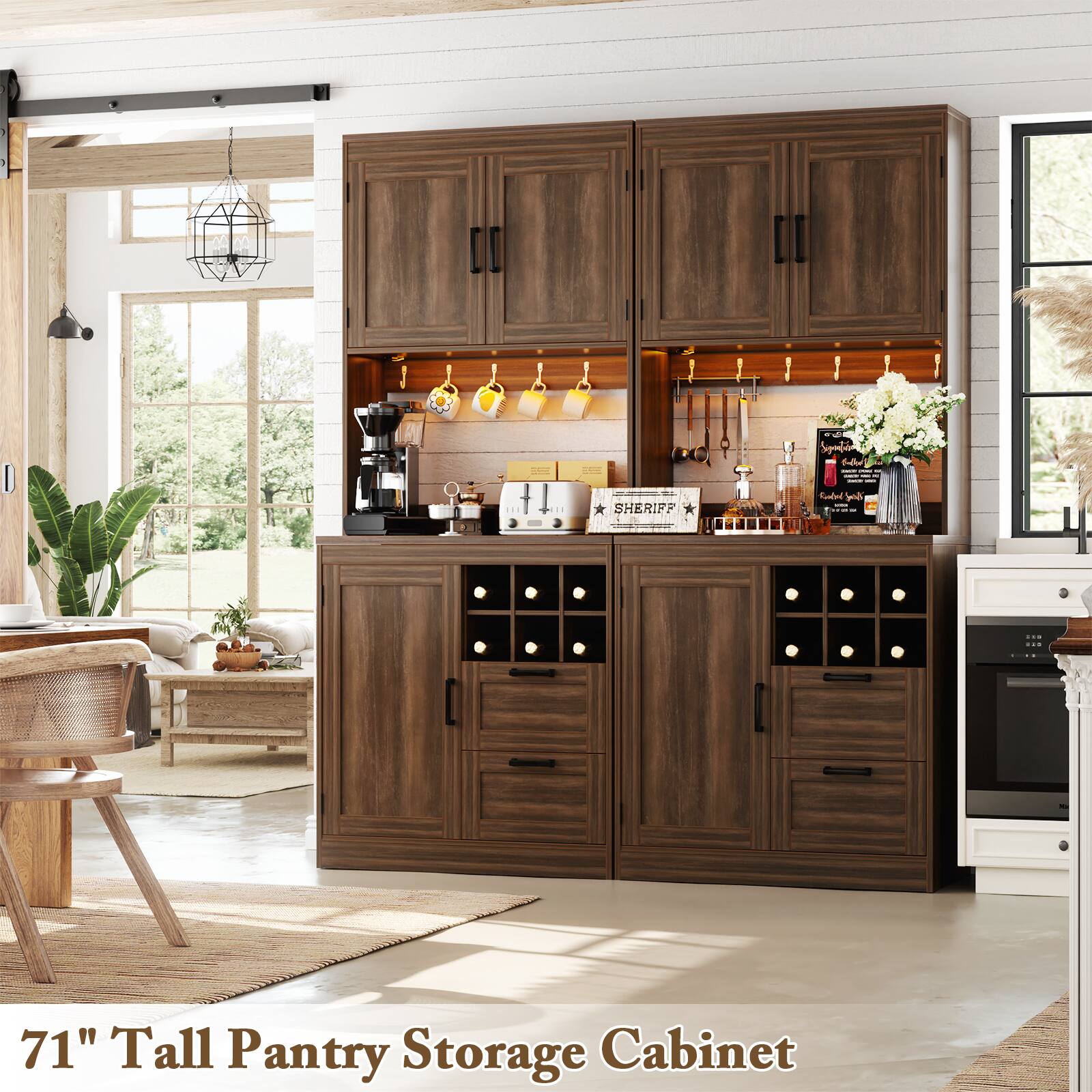71" Tall Pantry Storage Cabinet