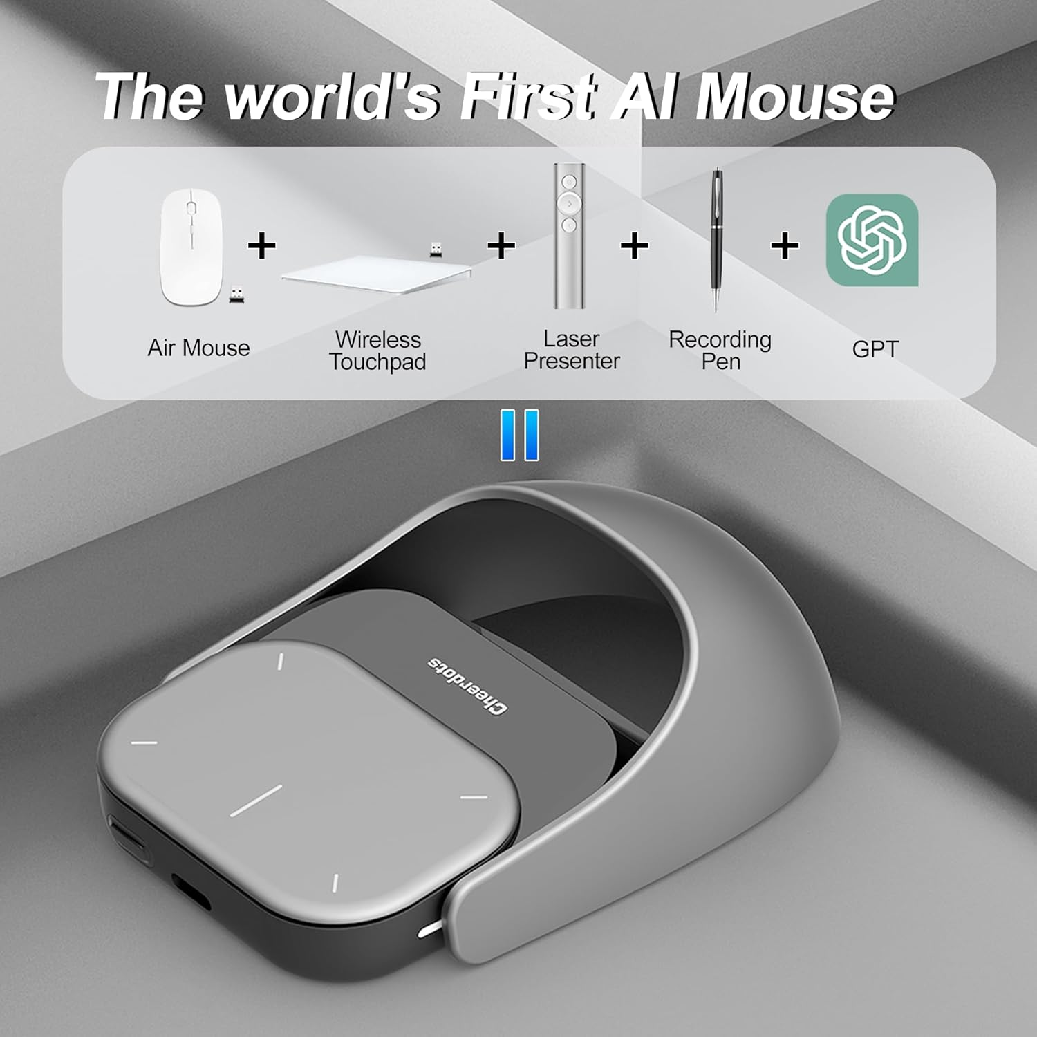 The world's First AI Mouse

Air Mouse + Wireless Touchpad + Laser Presenter + Recording Pen + GPT