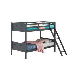 Manhattan Lane - Amey Twin over Twin Bunk Bed, Guard Rails, Attached Ladder, Wood - Gray