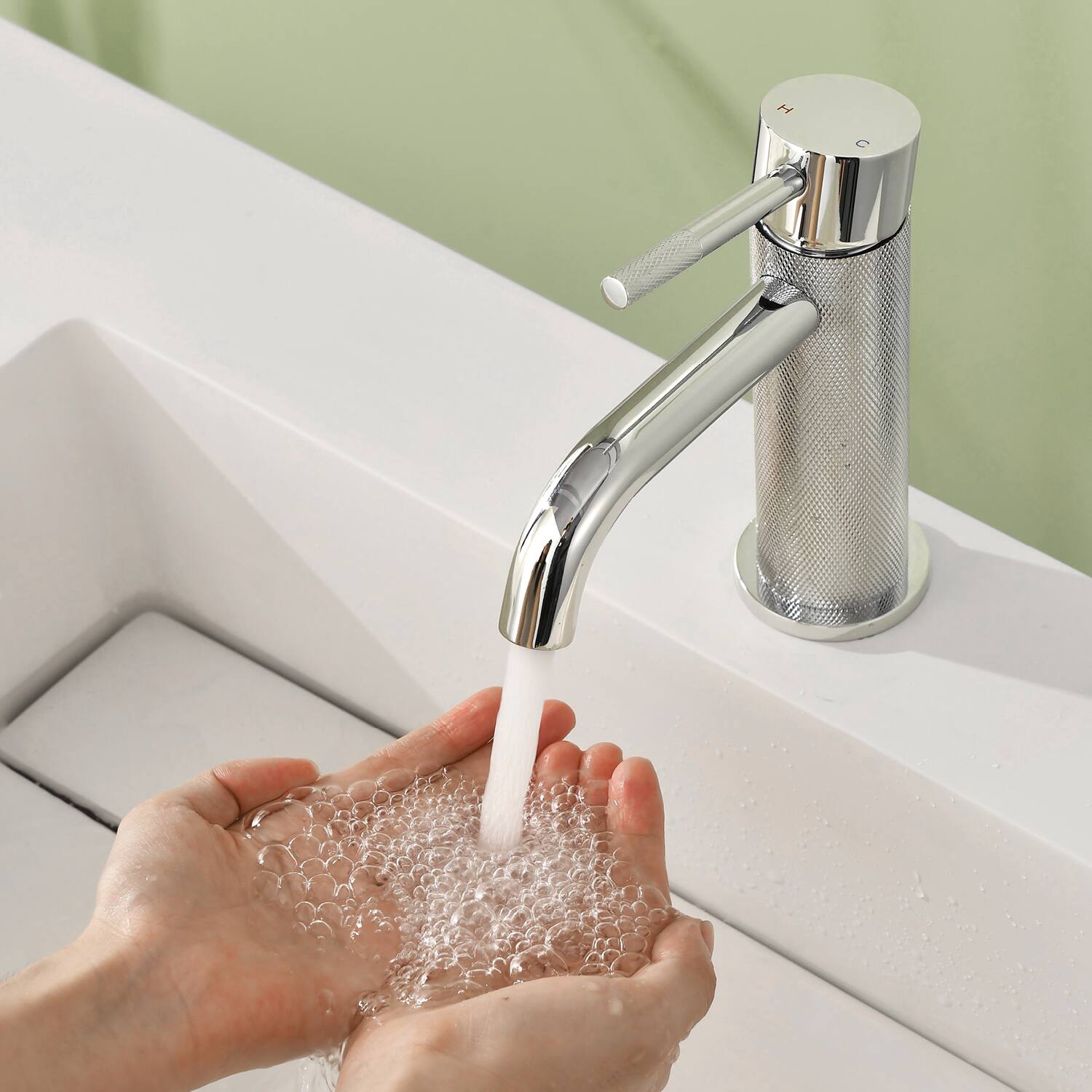 Alt View 2. Boyel Living - Chrome Carved Solid Brass Bathroom Faucet Single Handle - Chrome.