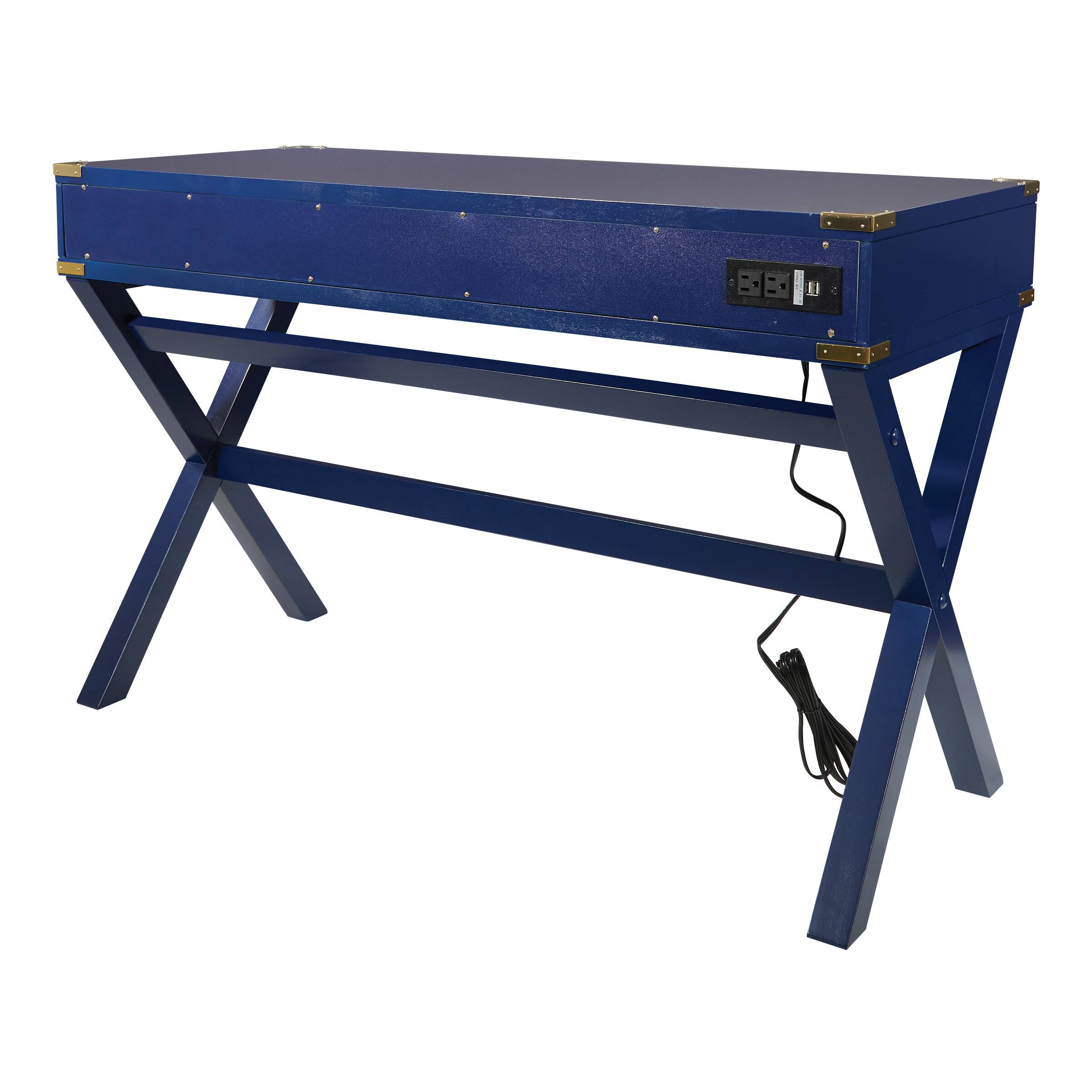 Alt View 11. OSP Home Furnishings - Wellington 46" Desk with Power - Blue.