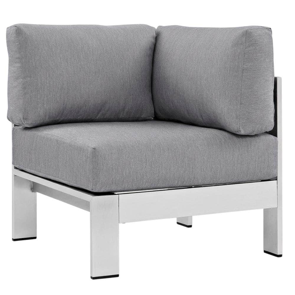 Outdoor Escape - Aluminum Corner Sofa For Outdoor Patio With Backrest And Cushions - Gray