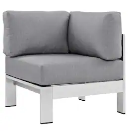 Outdoor Escape - Aluminum Corner Sofa For Outdoor Patio With Backrest And Cushions - Gray