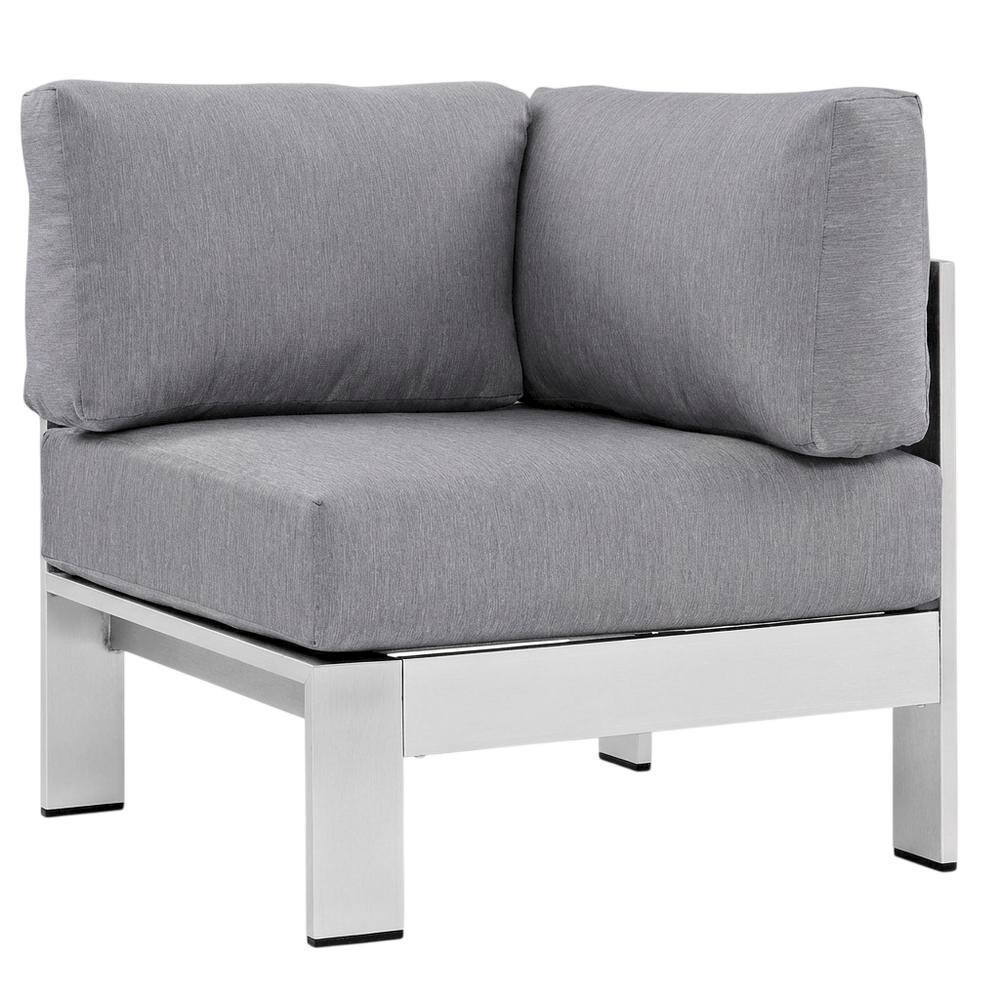 Front. Outdoor Escape - Aluminum Corner Sofa For Outdoor Patio With Backrest And Cushions - Gray.