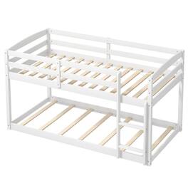 SlickBlue - Space-Saving Bunk Bed Frame with High Safety Rails and Ladder Access - White