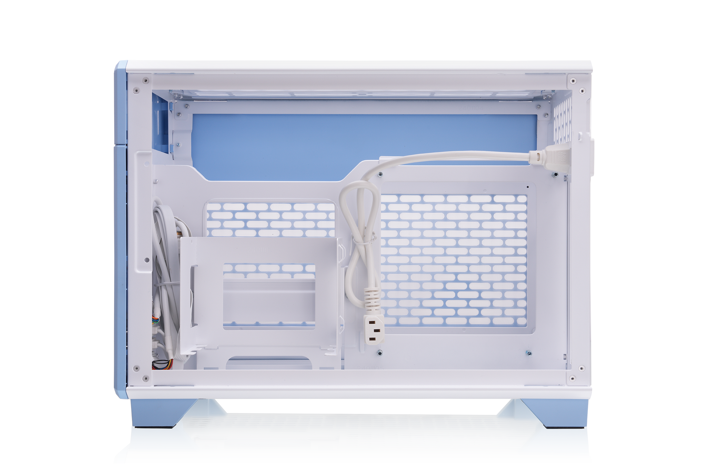Left. Thermaltake - TR100 SFF mITX Mini Tower PC Case with PCIe 4.0 Riser Cable Included - Hydrangea Blue.