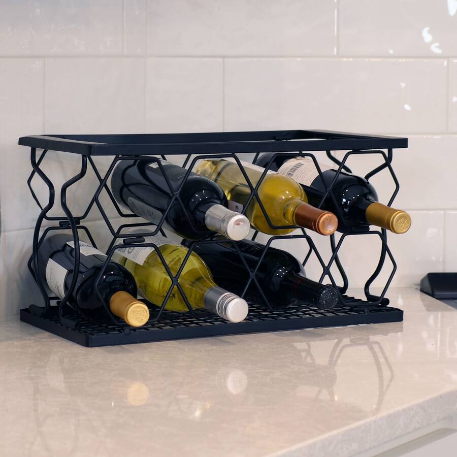 Sunnydaze 8 Bottle Collapsible Wire Tabletop Wine Rack Black CFT-666 ...