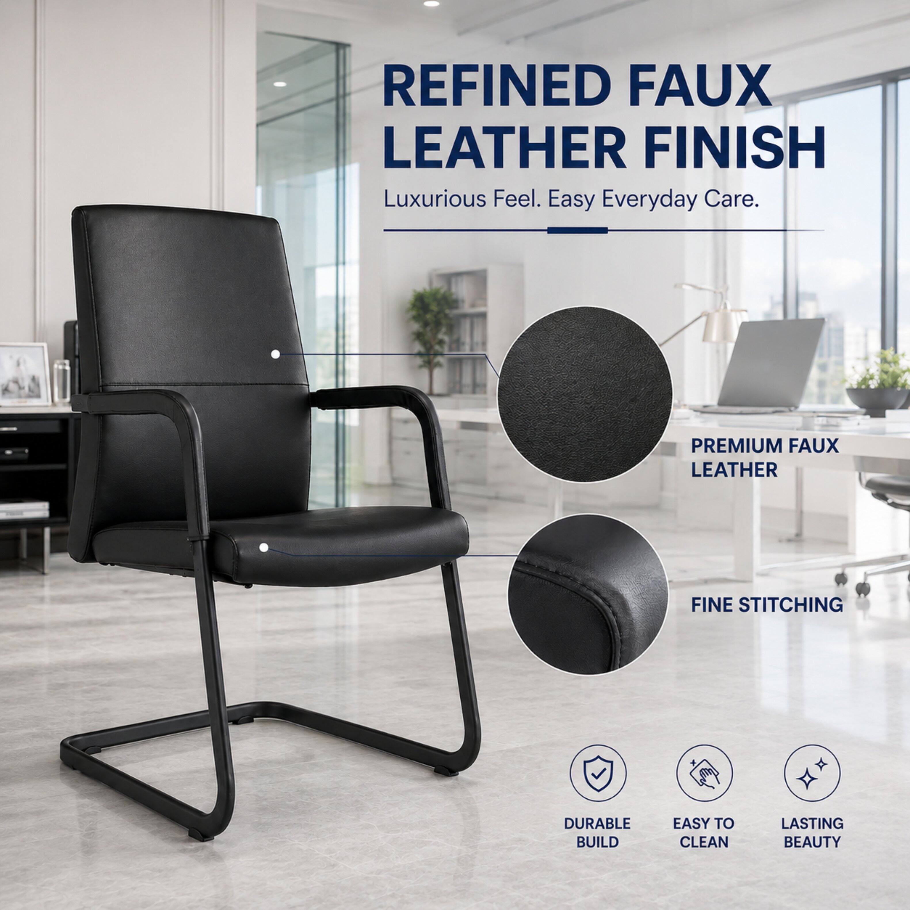 REFINED FAUX LEATHER FINISH  
Luxurious Feel. Easy Everyday Care.

PREMIUM FAUX LEATHER  
FINE STITCHING  
DURABLE BUILD  
EASY TO CLEAN  
LASTING BEAUTY