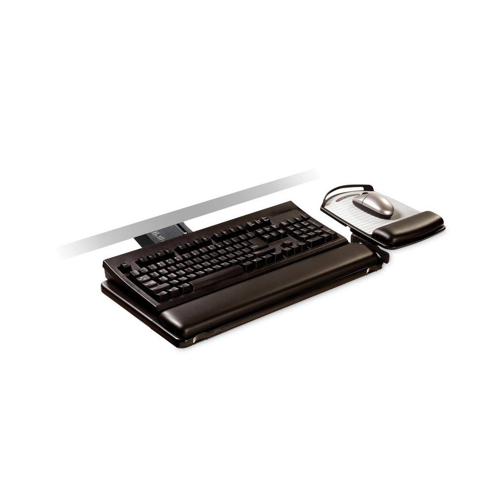 Left. 3M - AKT180LE Highly Adjustable Platform Sit/Stand Easy Adjust Keyboard Tray - Black - Black.