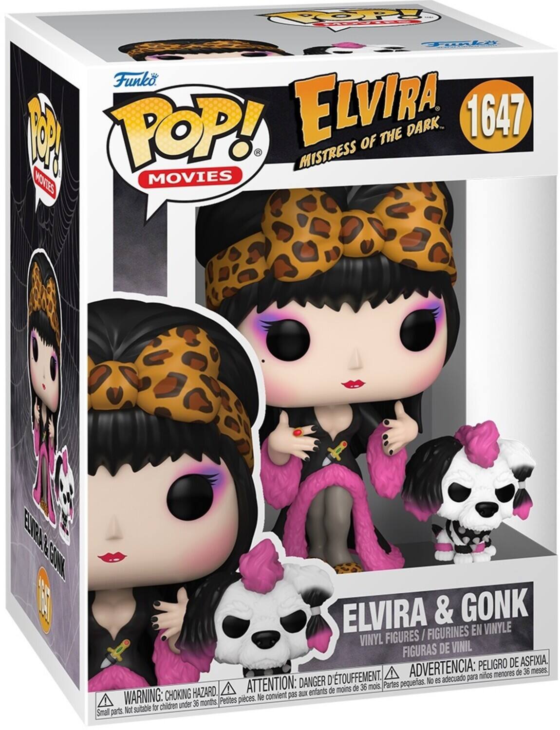 POP! 4 27 F Todli W Funko 1 TOP! ELVIRA OF THE DARK. 1647  MISTRESS HOVTES MOVIES ELTRAS EOMK  ELVIRA & GONK / FIGURINES EN VINYLE VINYL FIGURES FIGURAS DE VINIL PELIGRO DE ASFIXIA D'TOUFFEMENT. ADVERTENCIA: nios menores de 36 meses. DANGER No es adecuado para ATTENTION: de 36 mois. Partes pequeas. HAZARD. aux enfants de moins WARNING: CHOKING Petites pieces. Ne convient pas for children under 36 months Smal parts. Not sutable
