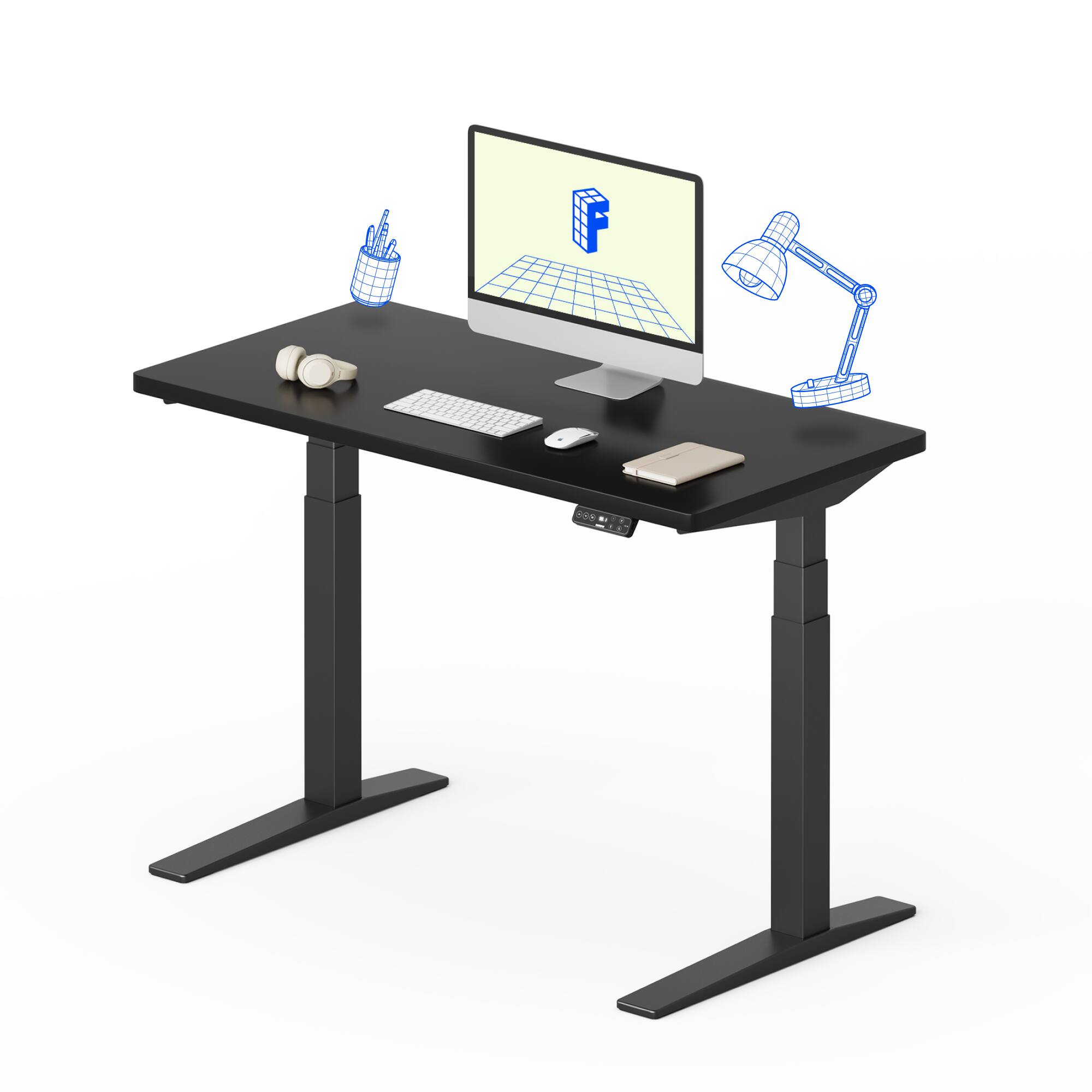 Alt View 6. FlexiSpot - FlexiSpot E7Pro 48''W Electric Adjustable Standing Desk Chipboard, Black/Black - Black.