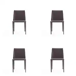 Manhattan Comfort - Paris Modern Vegan Leather Dining Chair - Set of 4 - Gray
