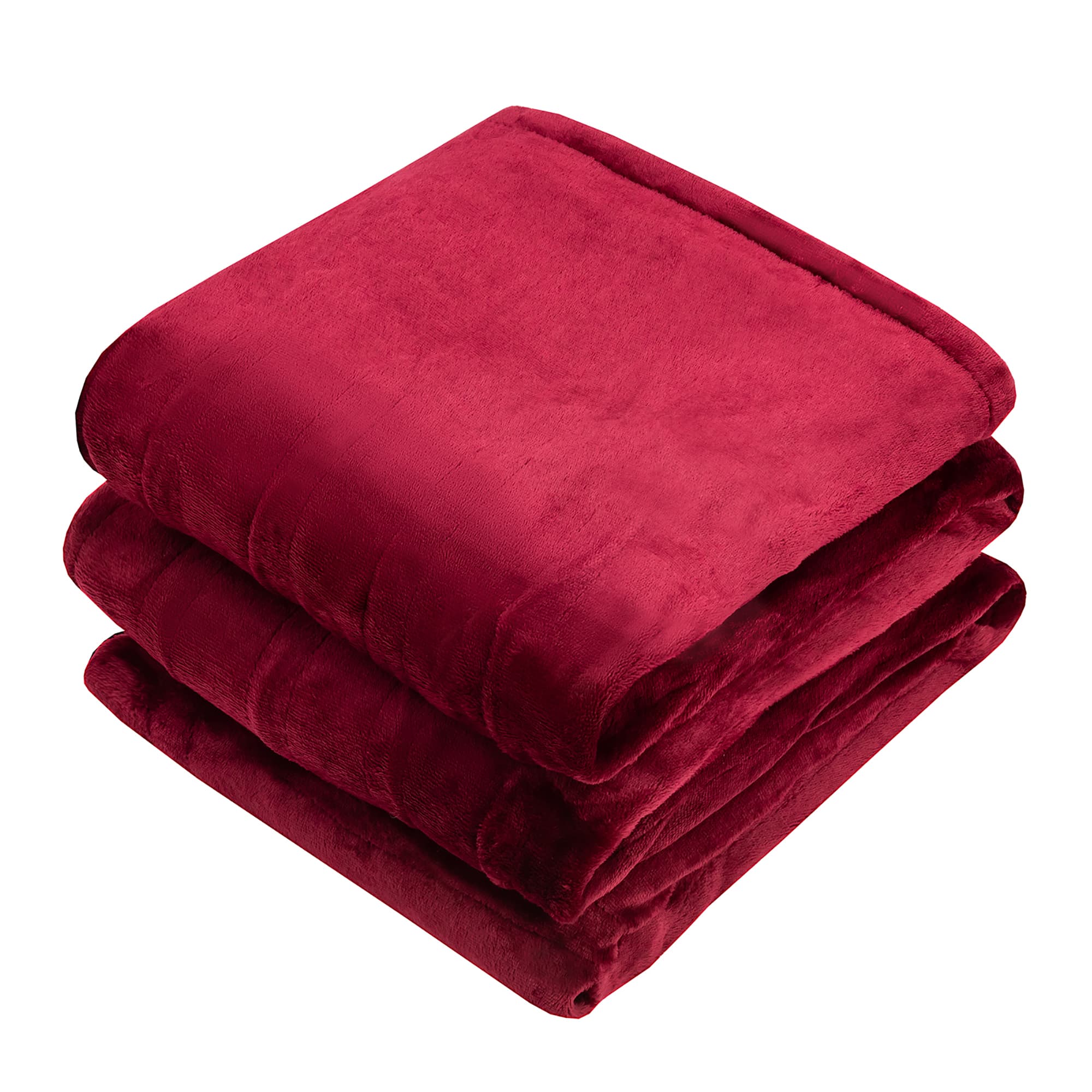 Costway - 62'' x 84'' Flannel Polyester Heated Blanket Throw with 10 Heating Levels - Red