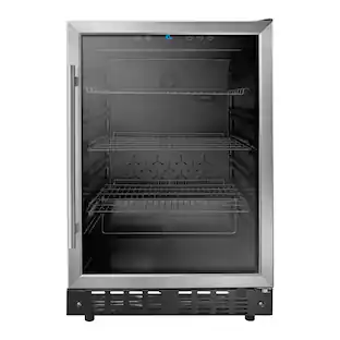 Front. Insignia™ - 165-Can Built-In Beverage Cooler - Stainless steel.