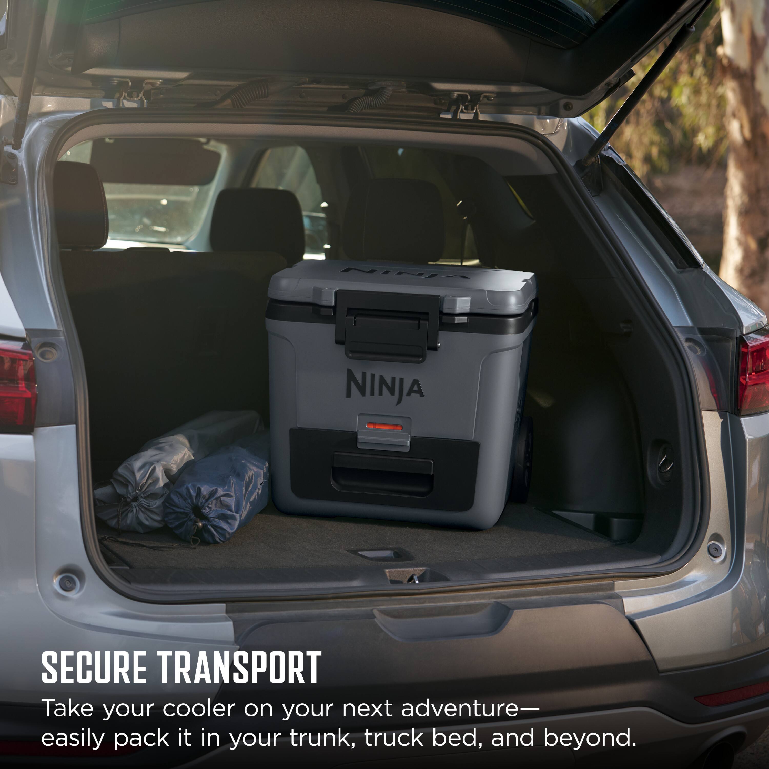SECURE TRANSPORT

Take your cooler on your next adventure—easily pack it in your trunk, truck bed, and beyond.