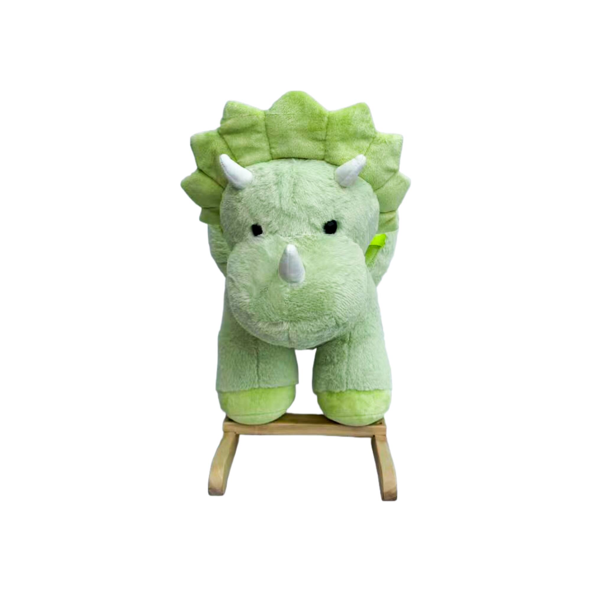 Alt View 1. Whisen - Plush Dinosaur Rocking Horse Toy for Toddlers with Music,Safety Belt,Hand Puppets and Steel Frame - Green.