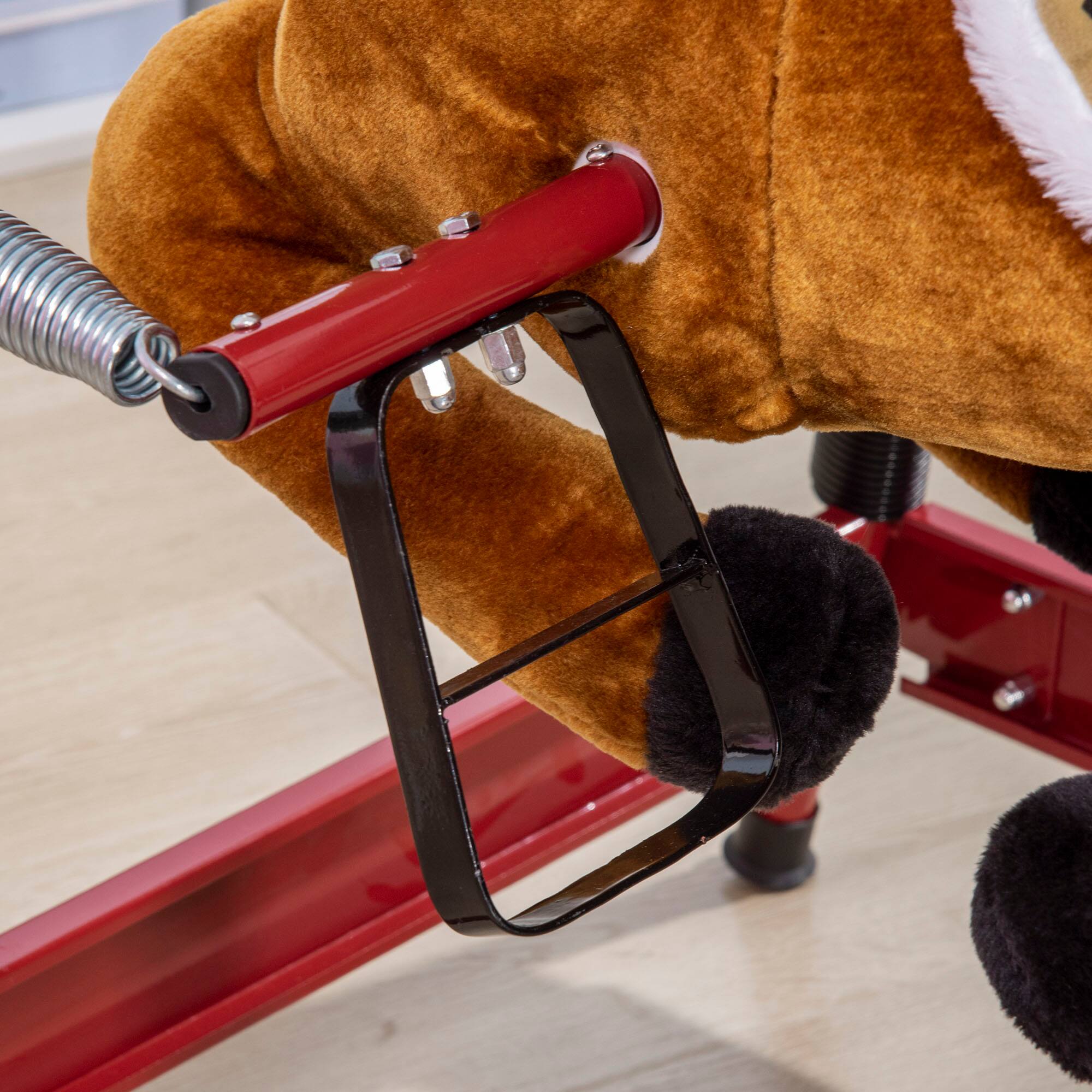 Alt View 1. Siljoy - Spring Rocking Horse with Animal Sounds, 132lb Load, Soft Plush Ride‑On, Bouncing Toy for Kids 3‑12 - Brown.